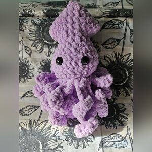 Purple Crochet Squid Amigurumi Plushie
